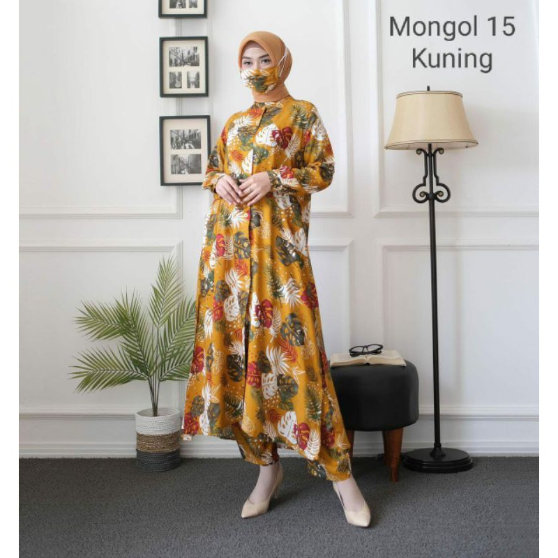 Setelan Tunik Mongol 15 + Masker (4 Warna)ALF-2