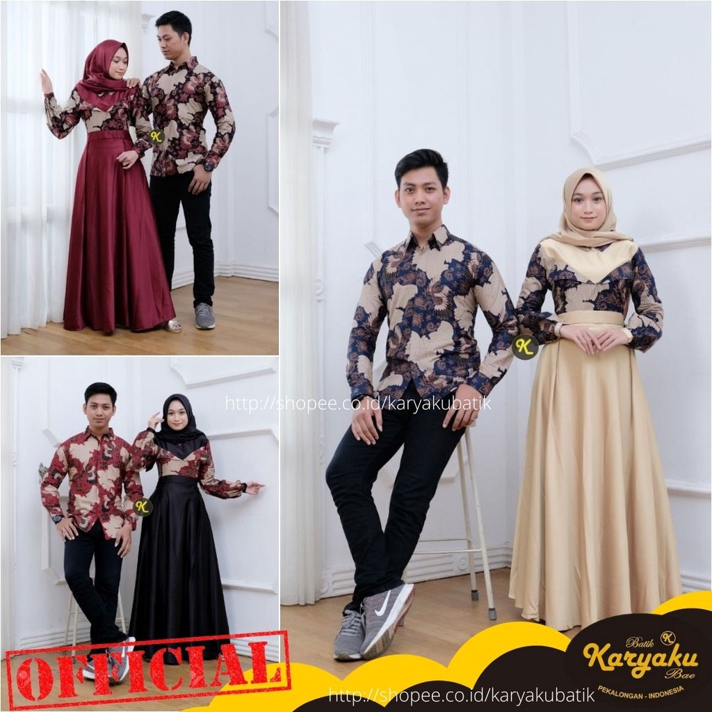 Baju Couple Pasangan Terbaru 2021 Batik Gamis Kebaya Kapel Keluarga Suami Istri Batik Kondangan