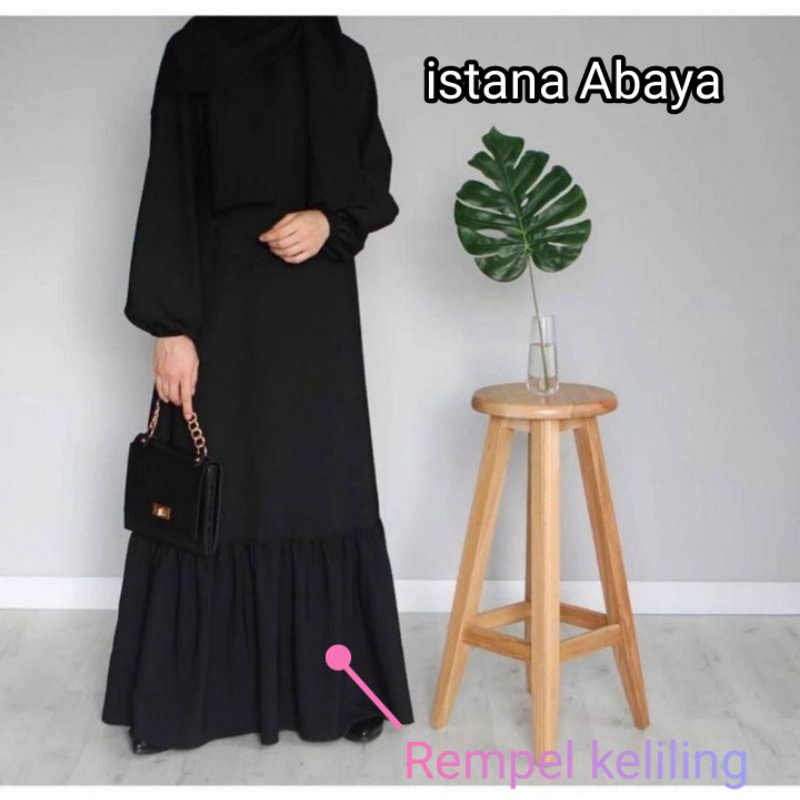 PROMO abaya Hitam Minimalis saudi Polos model gaun bawah Umbrella(Hitam &amp; Warna)  REMPEL BAWAH