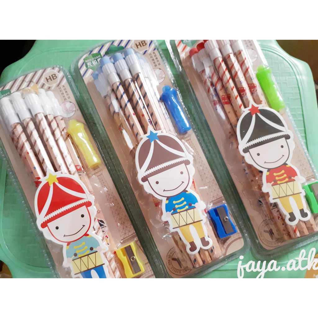 Pensil Set Serutan 12 Pcs Motif London SM1013