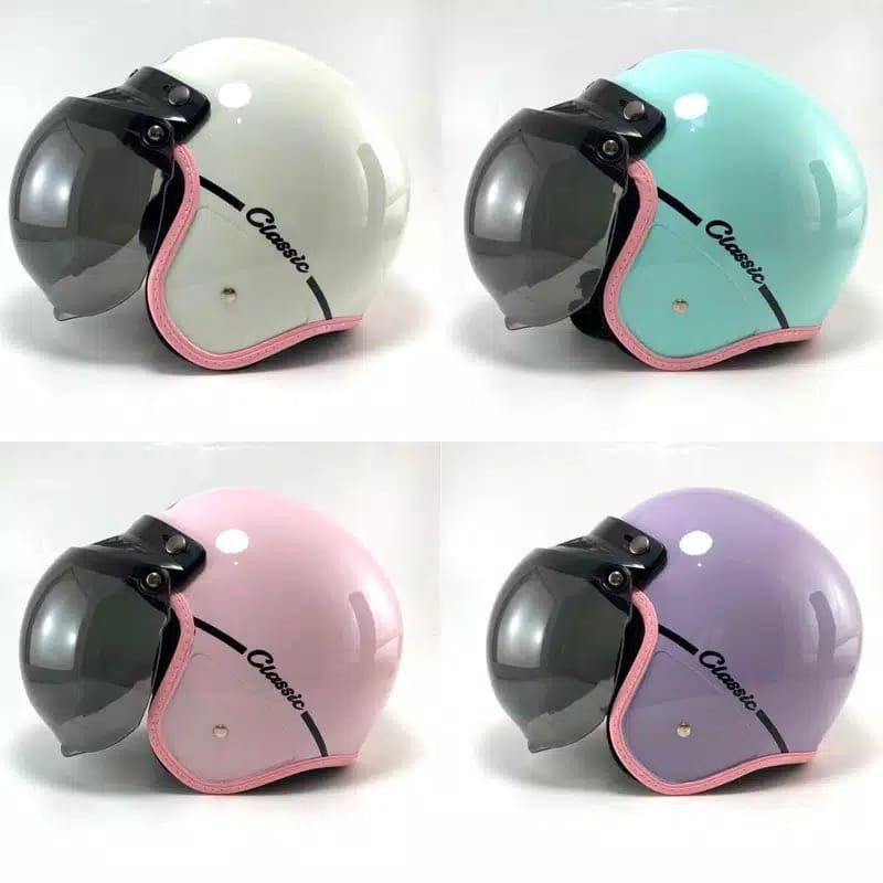 Helm INK SUPERCOPY Centro dan Double Visor Kaca Hitam Busa Tebal-Helm Bogo Cewek