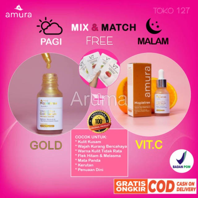 Serum Amura Wajah Acne Jerawat Glowing Vit C Gold mura Skincare expert Serum Kecantikan 100% Asli