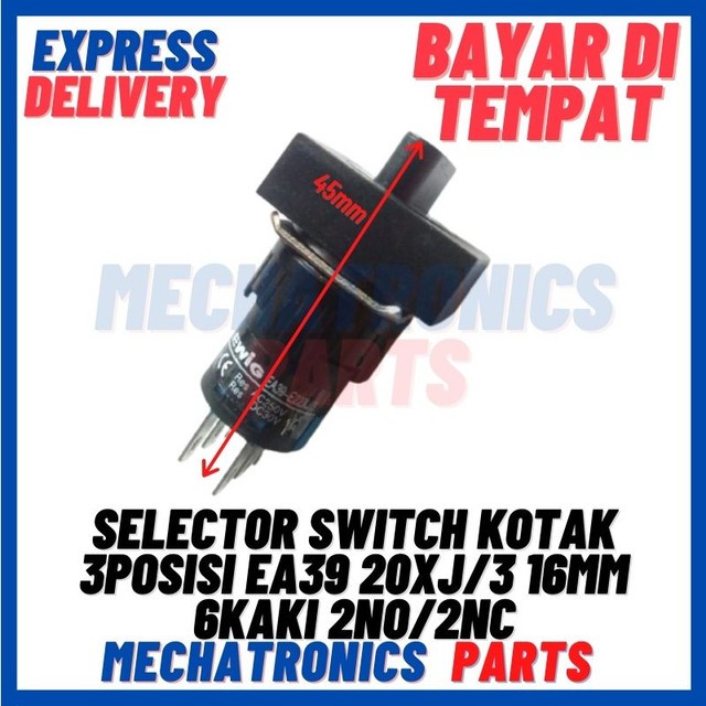 [SWI-9071] SELECTOR SWITCH KOTAK 3POSISI  EA39 20XJ/3 16MM 6KAKI 2NO/2NC