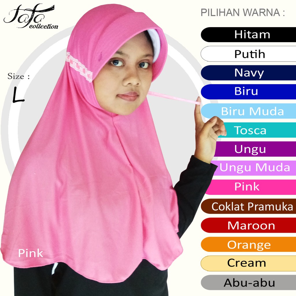 ECER Jilbab / Kerudung Instan Serut Rabbani KW Size L