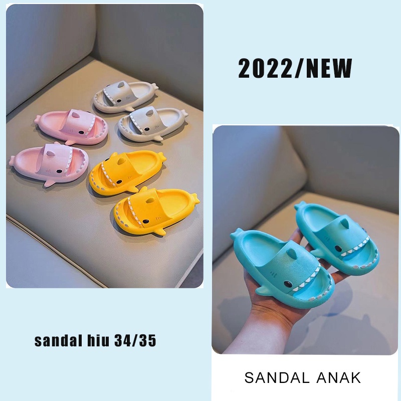 Komin Sandal Hiu Anak Laki Laki Sharky Sandal Baby Shark Dewasa Sendal Anak Perempuan Shark Cartoon Lucu Import Sendal Empuk Slip On Anti Slip Empuk size:24-41