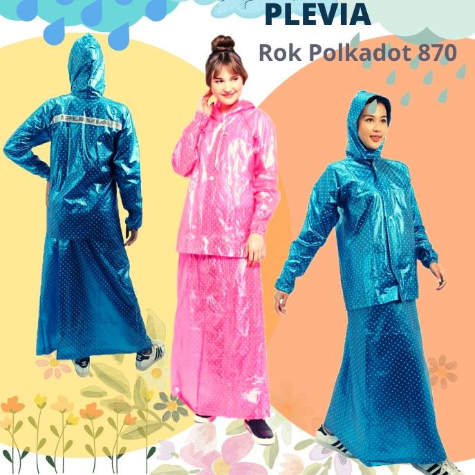 [PRODUK 0HJMJ] Jas Hujan Model Baju Rok Wanita Motif POLKADOT - Jas Hujan Rok Onde Merk Plevia 870 B