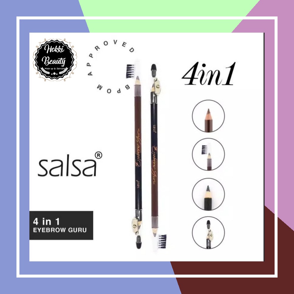 SALSA Pensil Alis 4in1 Eyebrow Guru / PENSIL ALIS 2 IN 1 HITAM COKLAT ECER