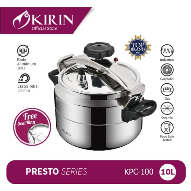 KIRIN Panci Presto Pressure Cooker 10 Liter KPC 100 KPC-100 Induction