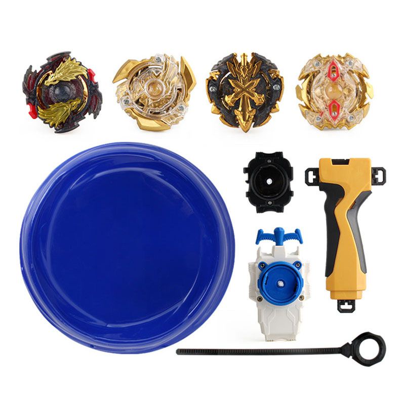 Beyblade 4PCS Set Fusion Metal Semburan Emas Dengan Kawat Pegangan Hadiah Mainan Peluncur