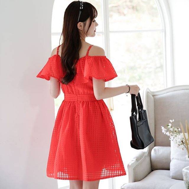 DS63 DRESS BAJU TERUSAN MERAH NATAL IMLEK WANITA IMPORT HONGKONG BANGKOK KOREA SALE