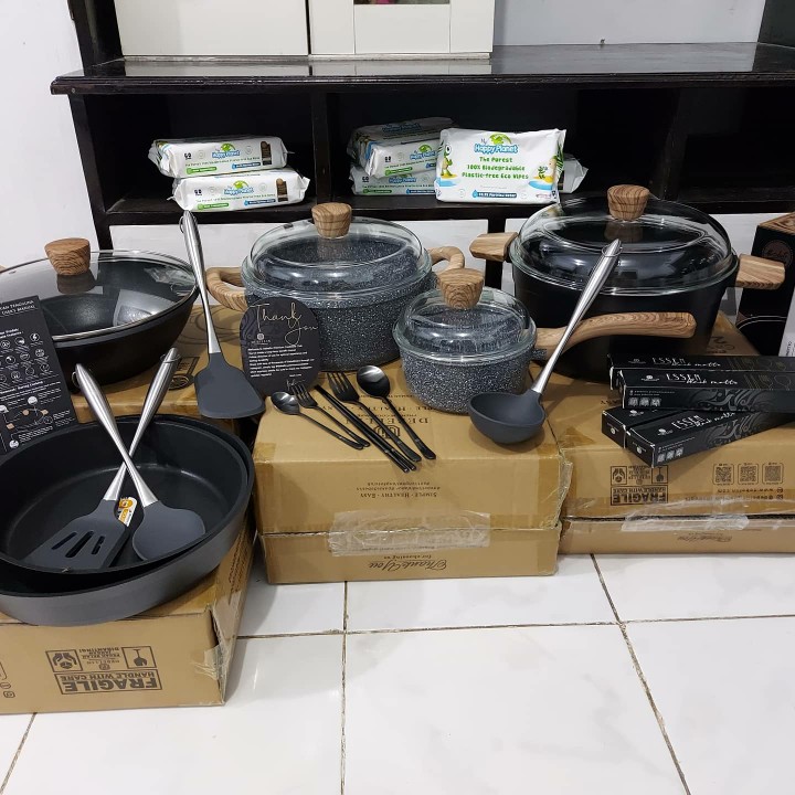 Debellin Casserole 20 Cm - Grey Granite Cookware Series Atau Panci Anti Lengket Premium