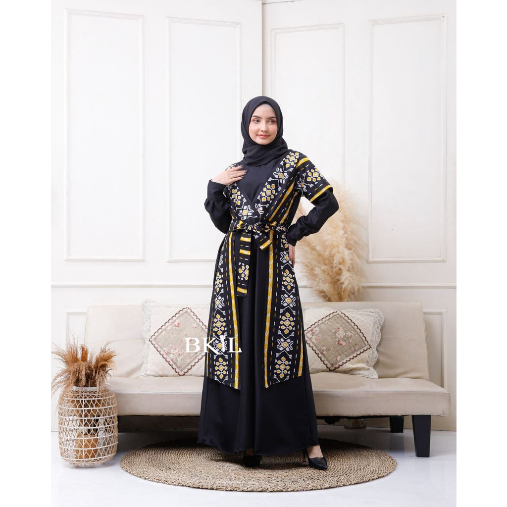 TERBARU.. GAMIS KOMBINASI BATIK/GAMIS BATIK/BAJU WANITA/BATIK YELLOW
