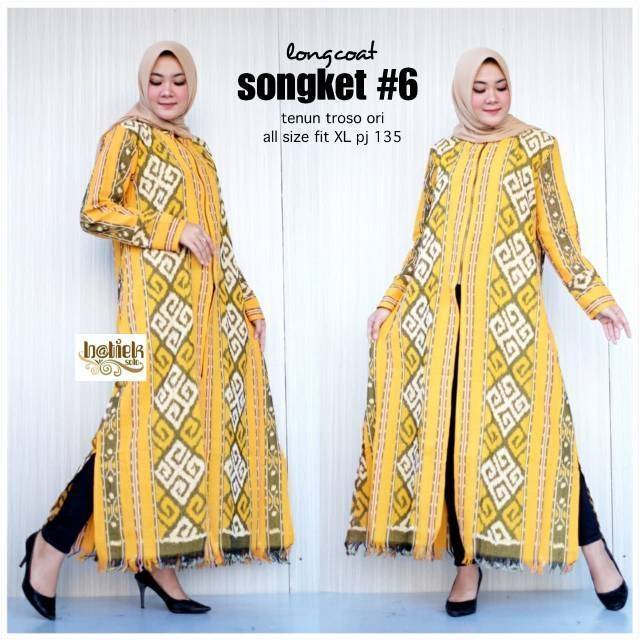 Long coat tenun songket troso