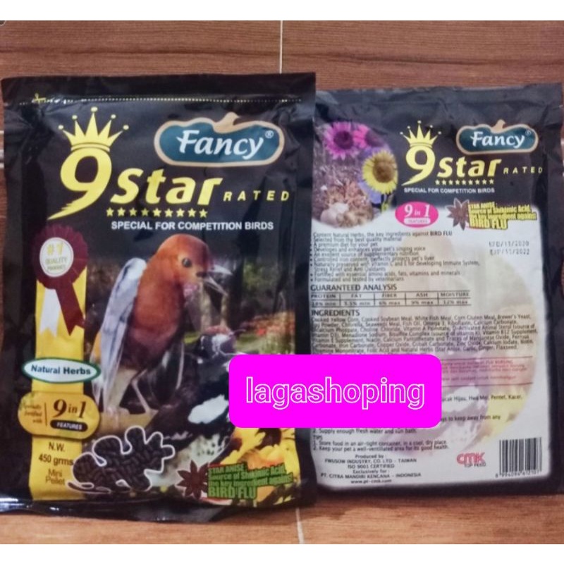 Fancy 9star natural herb 9in1 herbal pakan burung pelet voer coklat kuning murai anis