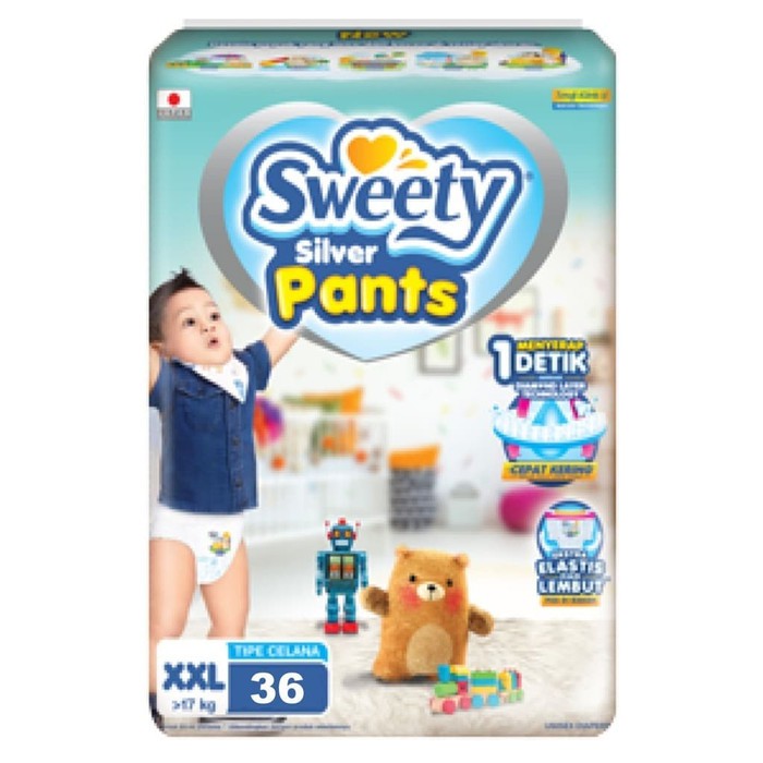 SWEETY cloud soft silver pants tipe celana XXL32 popok diapers elastis lembut XXL 32 sekali pakai baby pants anak bayi lovelymama lovelymama411
