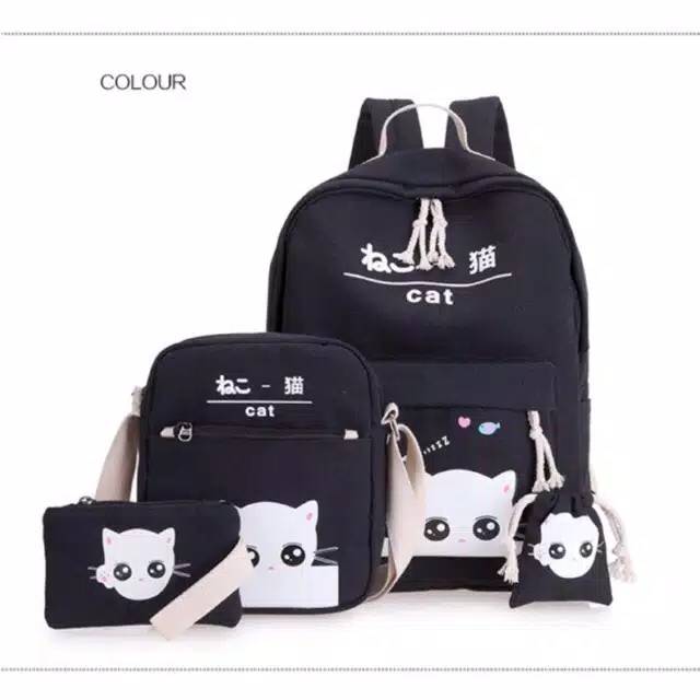 Trygo.id / Kucing - Tas Ransel Anak Perempuan Sekolah SD TK fashion Stylish