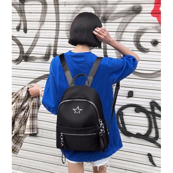 Satu7an T252 Tas Ransel Wanita Fashion Korea Style Kasual Backpack Cewek Tas Punggung Multifungsi Nilon Kain Oxford