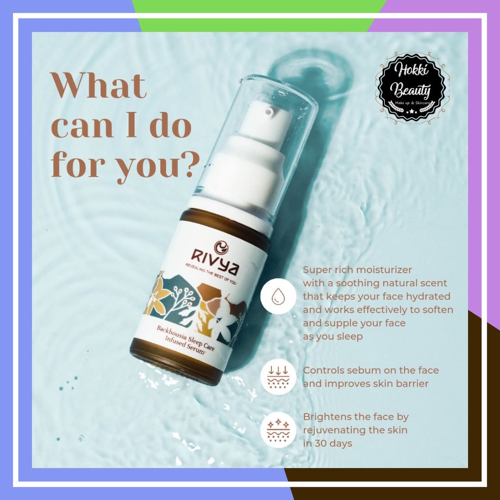 RIVYA Backhousia Sleep Care Infused Serum 20ml Super Rich Moisturizer + Brightening + Sebum Control