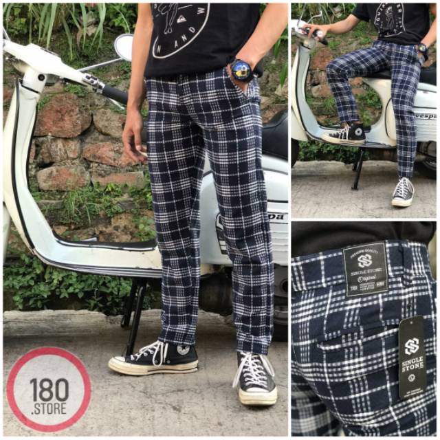  CELANA  TARTAN  SEMI WOL ORIGINAL DISTRO SINGLE STONE MOTIF 