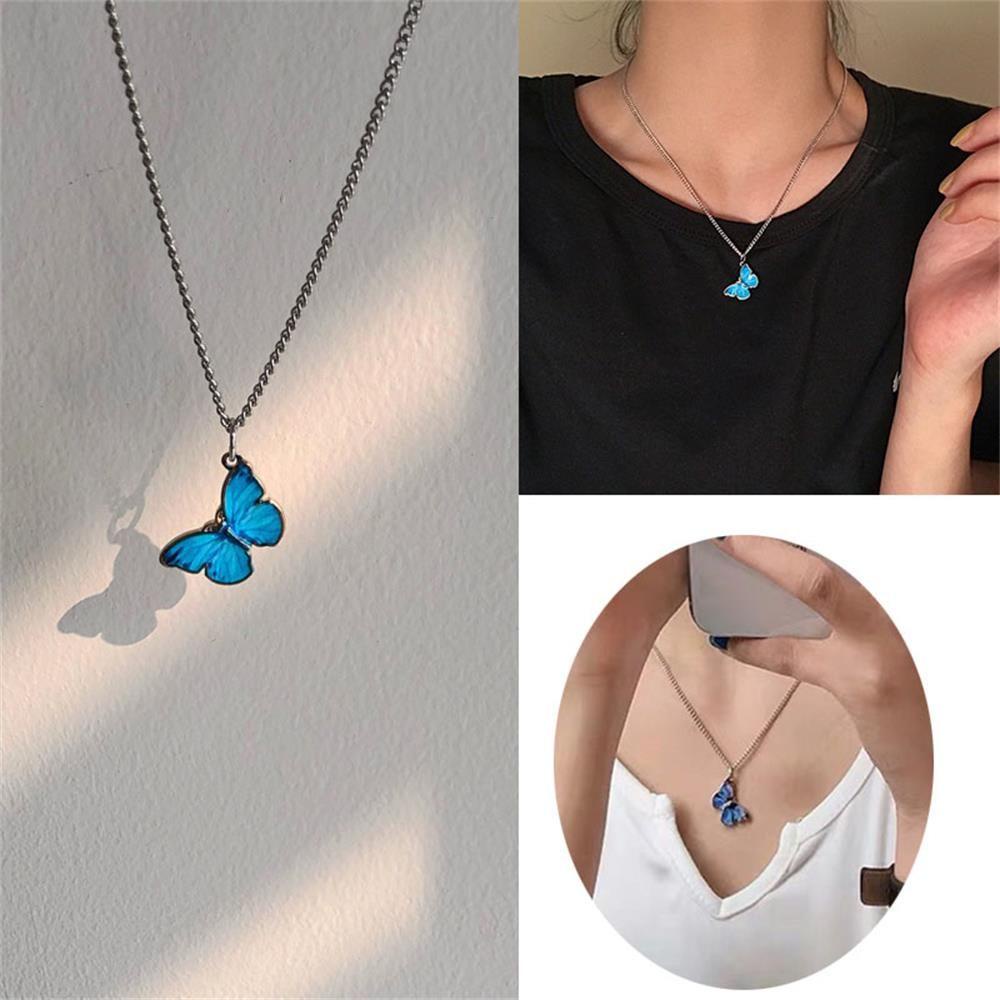 R-bunga Kalung Hadiah Untuk Wanita Gadis Women Gift Lake Blue Fashion Perhiasan Klavikula Rantai Choker