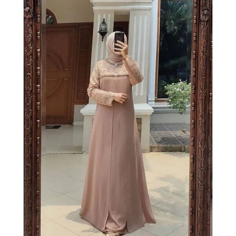 BISA COD-GAMIS BURKAT LUCIA SORAYA SEROJA TILE MUTIARA LAYER MAXI DRESS || ABAYA