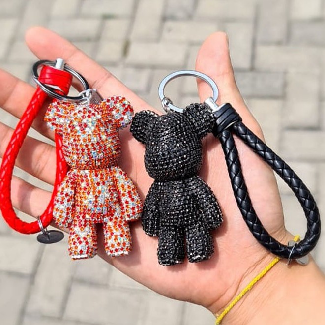 Key Chain Bearbrick Gantungan Kunci Crsytal Leather Kaws Mobil Motor