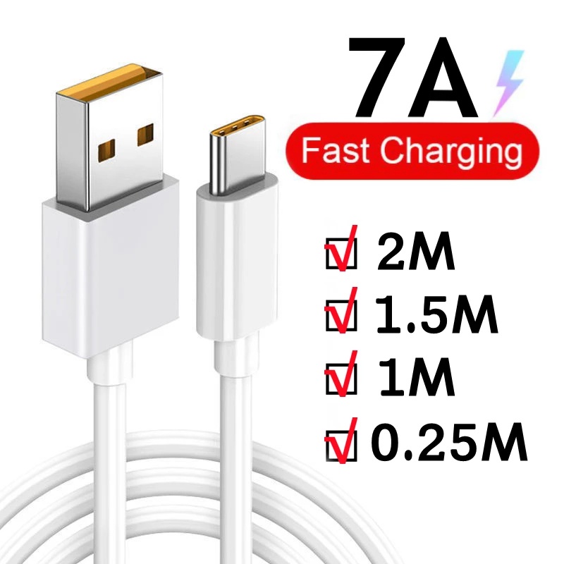 7a Kabel Fast Charging Tipe C 0.25-2M Untuk Samsung / Huawei / Xiaomi