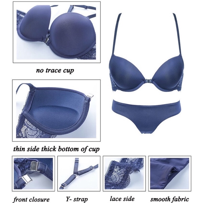 Bra Set (K-BS36) Size 32-38 CUP B,C,D Bra dengan Panty 1 set / berkawat / KAIT DEPAN