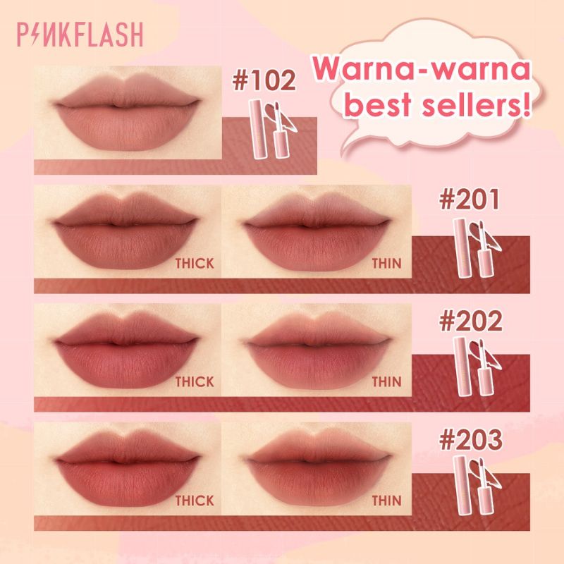 PINKFLASH OhMyKissAiry Kiss Air Matte Liquid Lipstick Waterproof Lip &amp; Cheek Tint Double Use Cruel