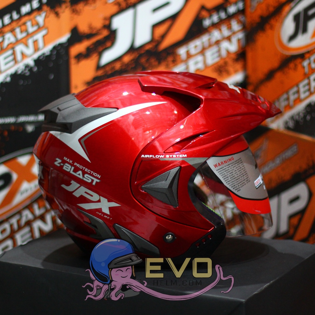 HELM JPX HALFFACE_JPX Z-BLAST - RED SCARLET GLOSS ( ONGKIR 2KG) JPX HALFFACE JPX SEMICROSS JPX ZBLAST MAROON RED