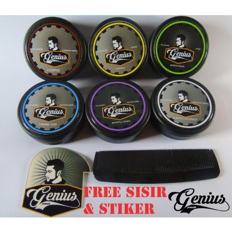 [COD] Pomade Genius, Pomade lokal Free Sisir & Sticker