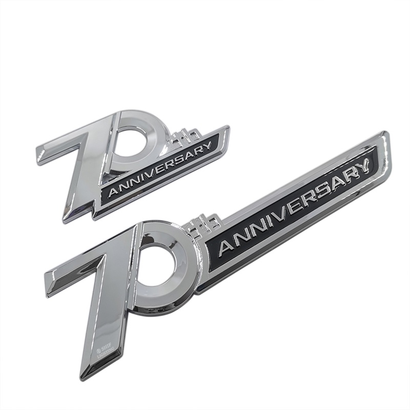 1pc Stiker Emblem Logo 70th ANNIVERSARY Warna Silver Glossy Untuk Dekorasi Mobil