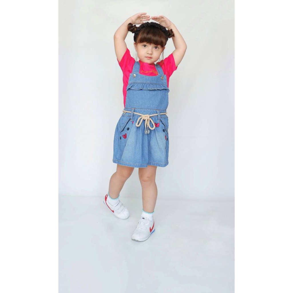 jeans setelan anak setelan overall Baju Anak Perempuan  Setelan Overall Jeans anak by Flowkids usia 2-10 tahun-8