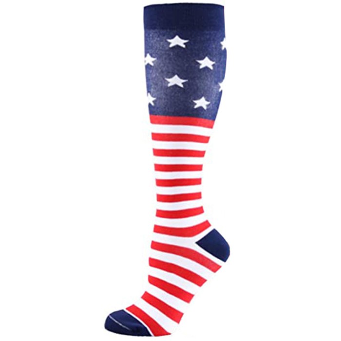 Kaos Kaki Compression Panjang untuk Sepeda / Running Motif V USA