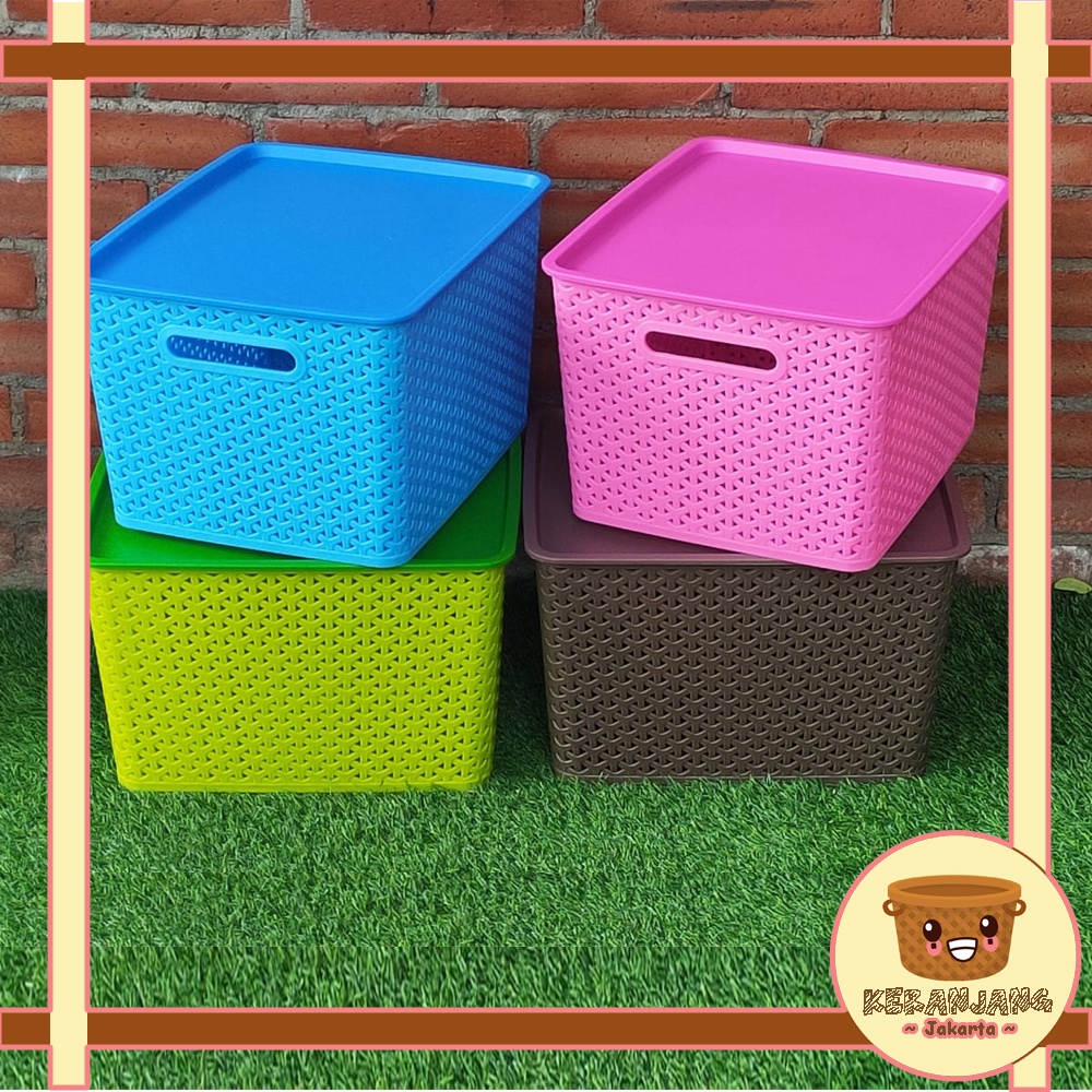 TKJ - Keranjang serbaguna dengan tutup ukuran L - Keranjang AMERTA