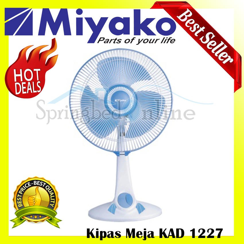 Miyako KAD1227 B Wall Desk Fan - Kipas Angin Duo - Meja &amp; Dinding 2in1