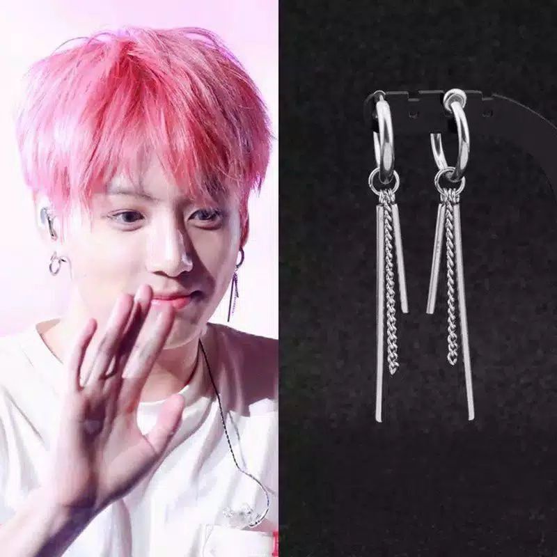 1pcs Anting cowok Fashion Jungkook BTS / Anting pria motif Kpop korean style