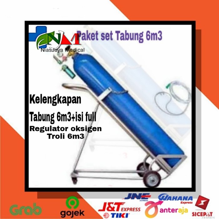 Tabung oksigen 6m3 1set lengkap Siap pakai/Tabung Oksigen 6 kubik lengkap