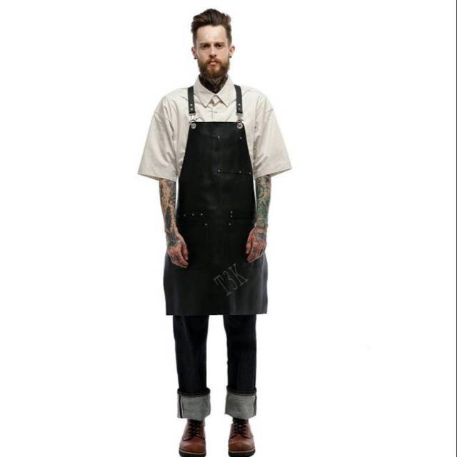 Apron leather black Barbershop barista