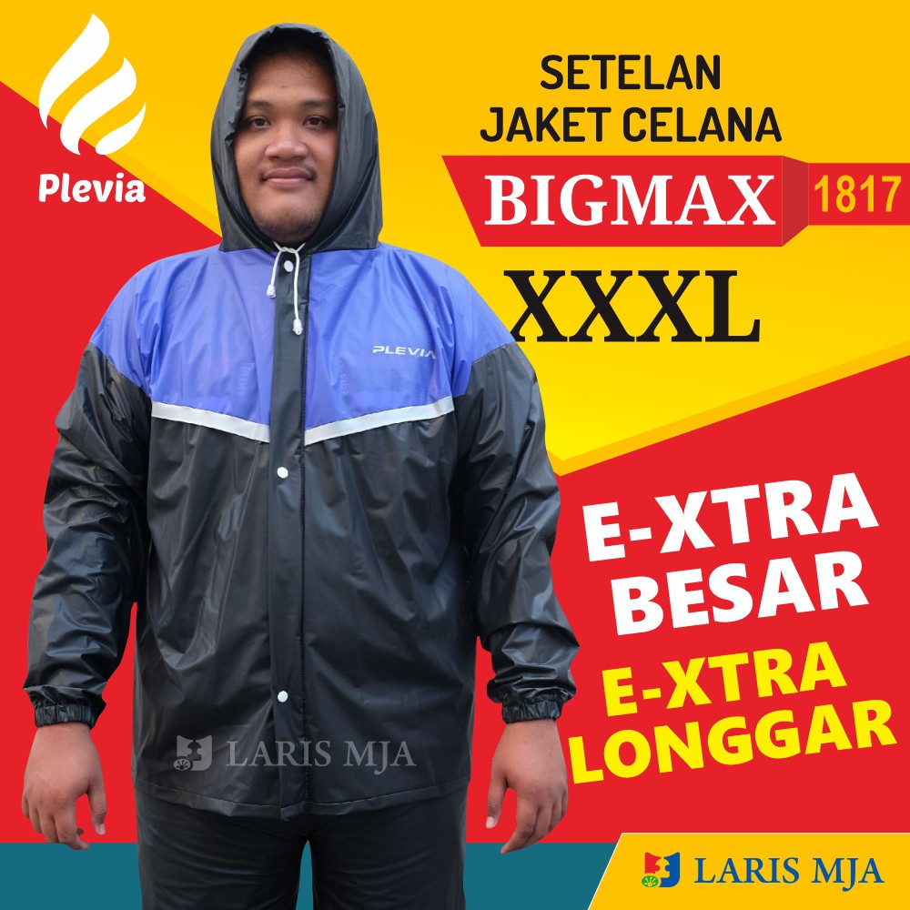 Jas Hujan JUMBO Size XXXL Plevia Bigmax 3XL Setelan Jaket Celana Ujan Pria Dewasa Ukuran Super Besar