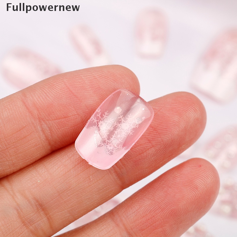 [FULL] 24*Snowflake short fake art skills acrylic nail fake artificial nails detachable