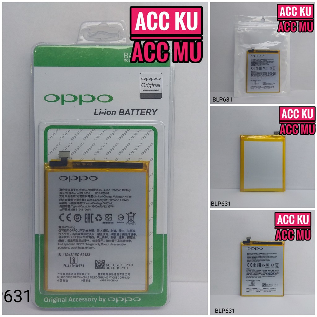 BATERAI OPPO BLP631 BATTERY OPPO F3 BATERAI OPPO F5 ORIGINAL