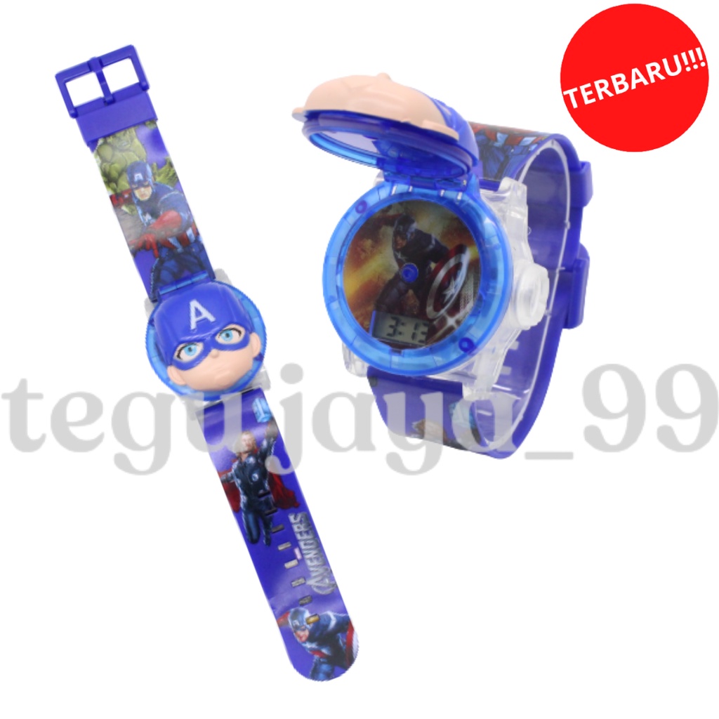 JAM TANGAN ANAK FASHION ANAK LAKI LAKI LASER LAMPU DAN MUSIK KARAKTER CAPTAIN TG1040