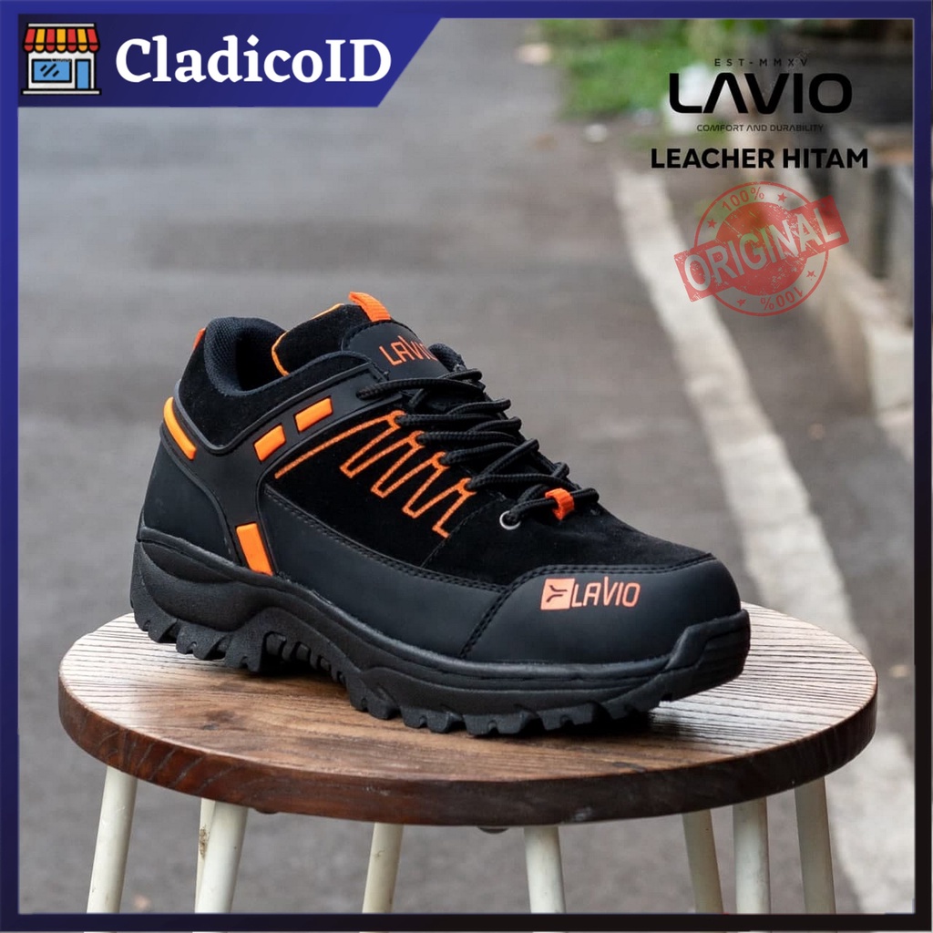 Sepatu Gunung Boots Low dengan Safety Ujung Besi Kerja Lapangan Outdoor Proyek Sefty Shoes Bagus Original Keren Model Terbaru Lavio Leacher