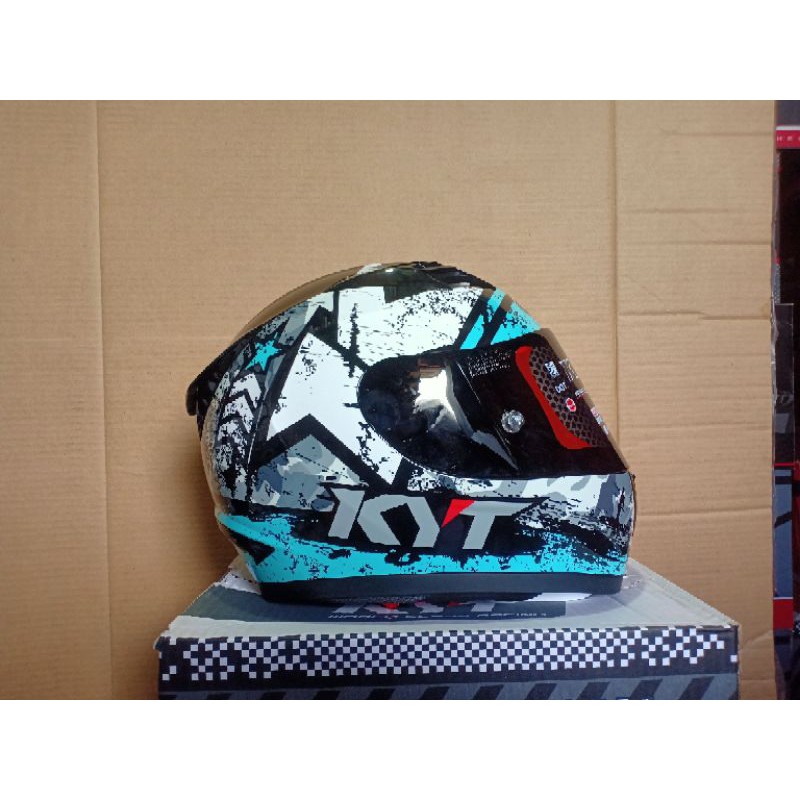 KYT R10 seri3 aqua blue flat visor darksmoke