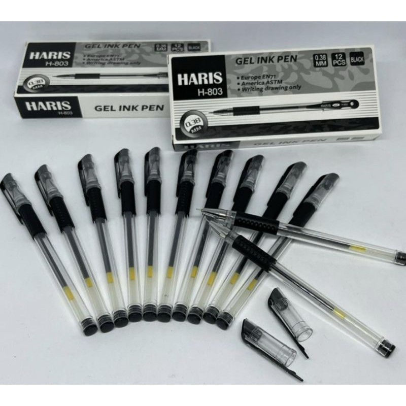(12pc) pen gel murah/gel pen hitam/bolpen gel termurah/pen murah/pena/pulpen gel-HARIS lancip