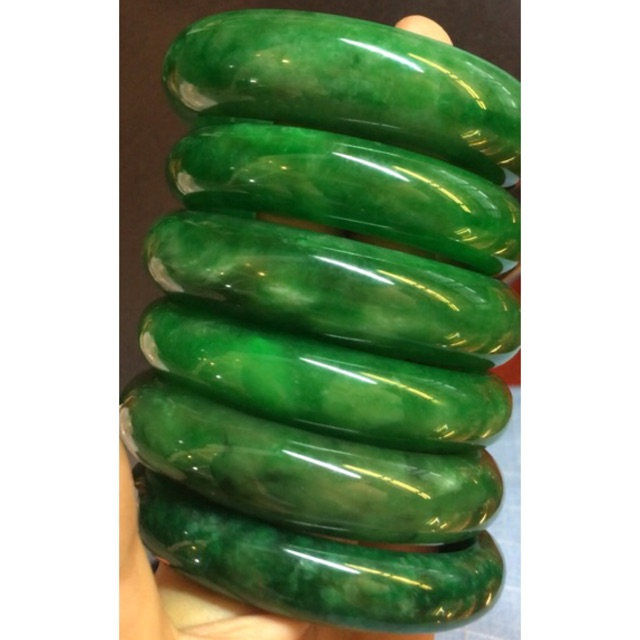 Best Gelang giok bangle baru Giok AAA asli Warna hijau pekat,size lengkap