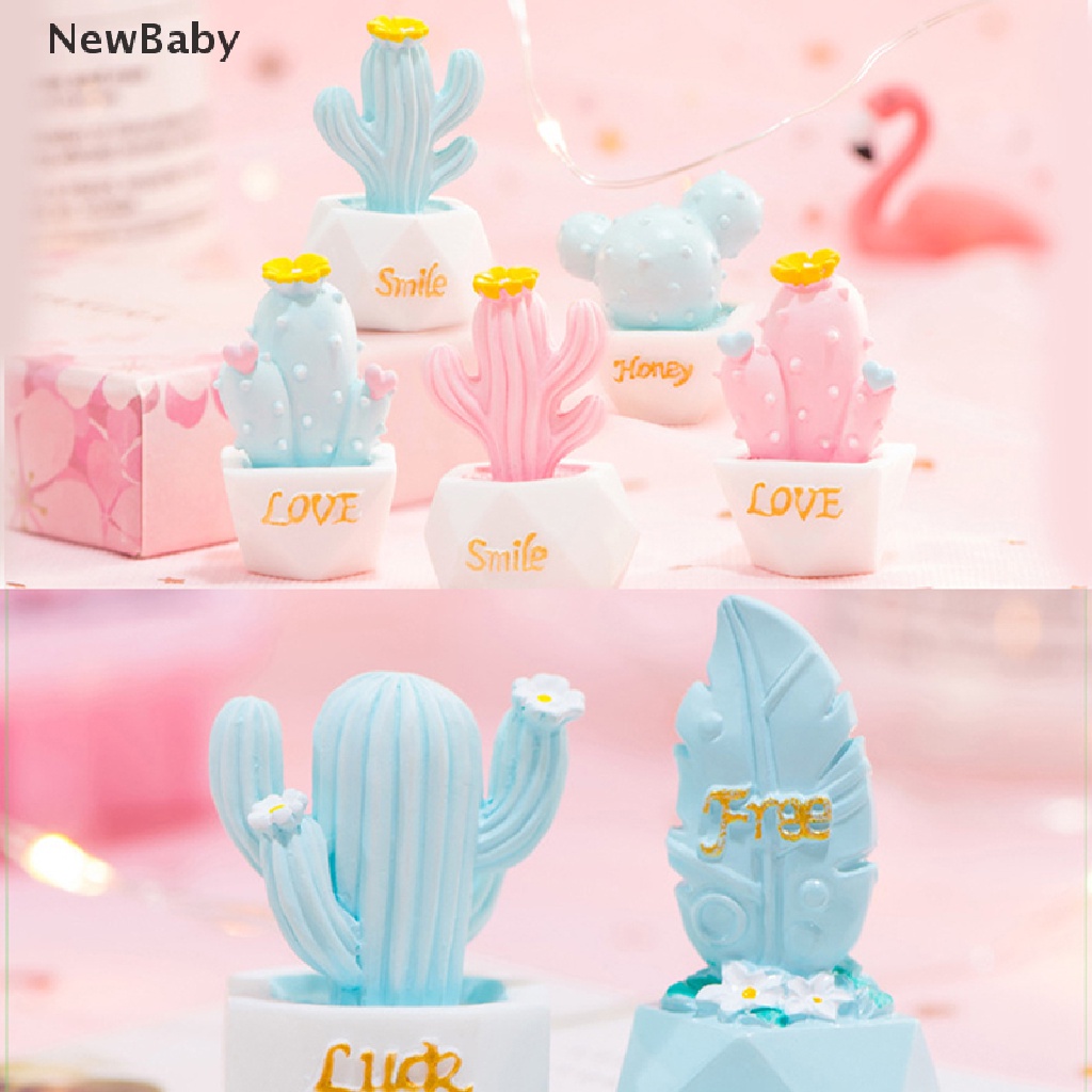 Newbaby 10pcs Miniatur Kaktus Bahan Resin Untuk Dekorasi