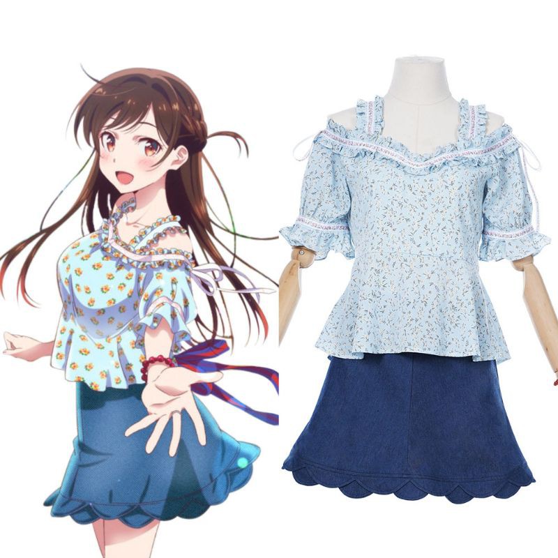 Kanojo Okarishimashu/Rent A Girlfriend Mizuhara Chizuru Daily flower blu ver Cosplay Costume Anime