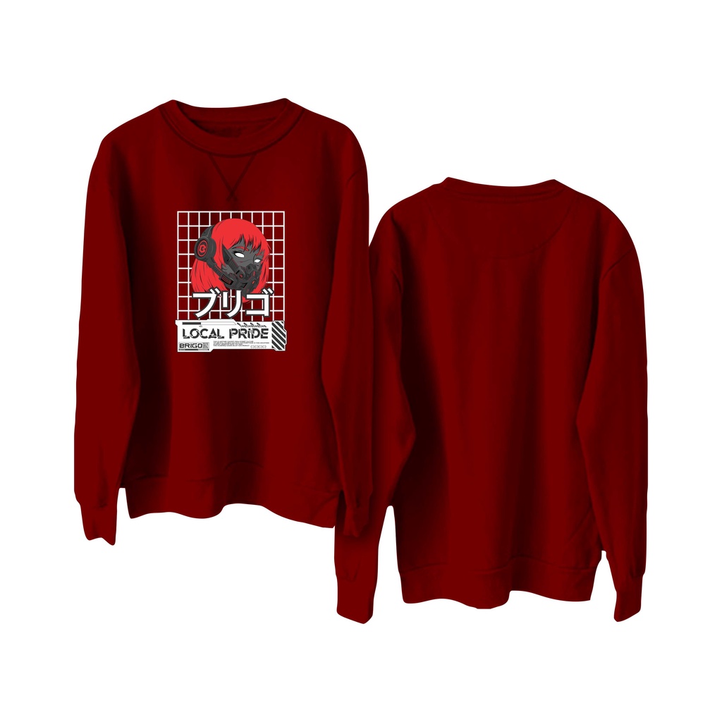 BRIGO Basic Sweatshirt  CYBERPUNK II Sweater Crewneck BRIGO CYBERPUNK Sablon DTF Fleece Cotton M-XXL (Pria &amp; Wanita) Free stiker&amp;Gantungan Kunci